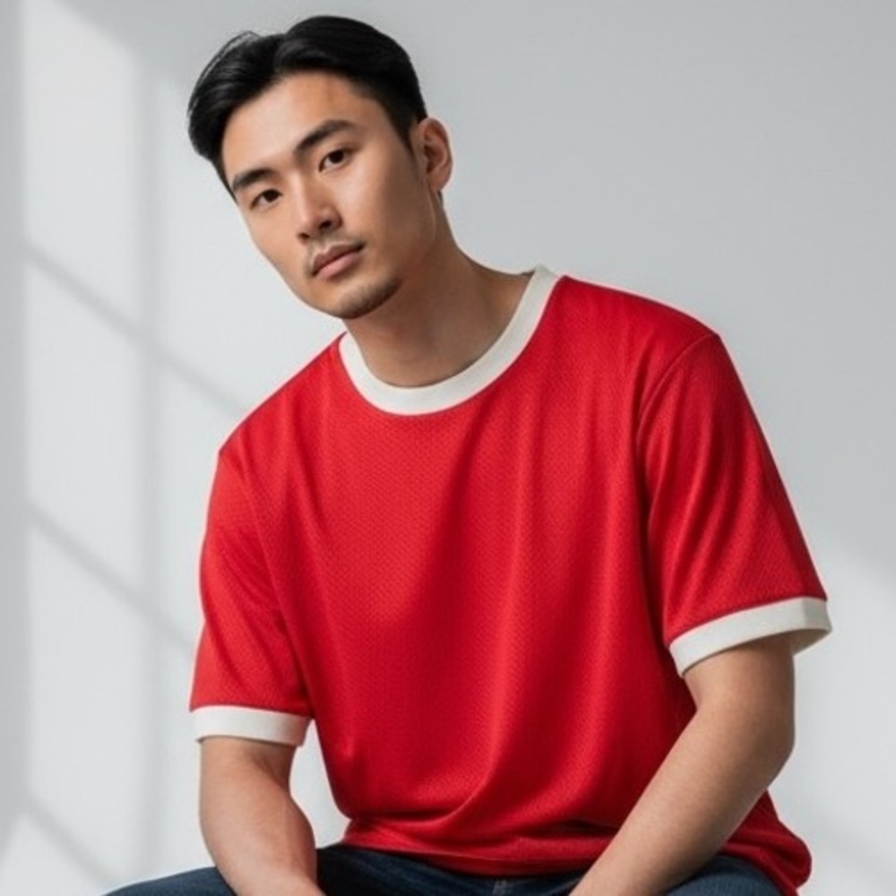 Vintage 90s Mesh Ringer T-Shirt Mens XLarge Red White‎ Trim Retro Jersey Style
